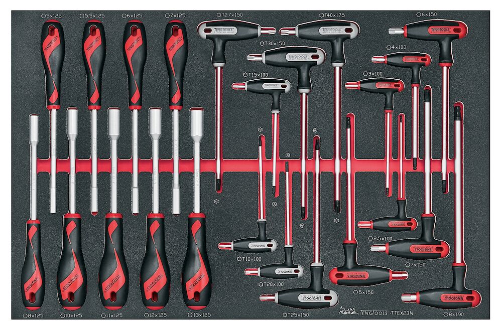 Nut Driver & Hex/TX THandle Set FOAM4X4 23 Pieces TengTools
